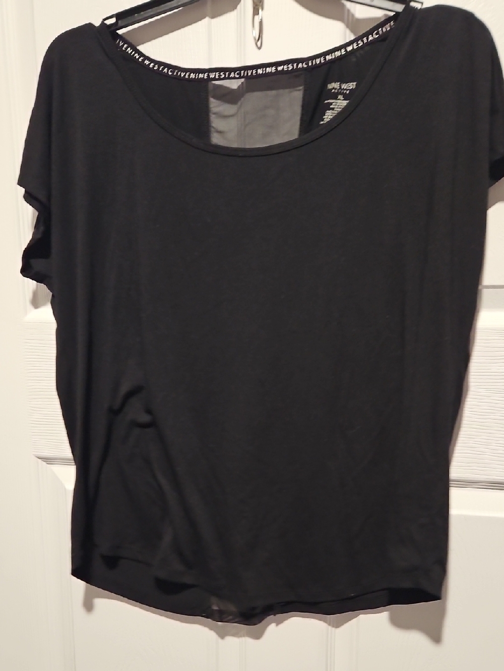 Nine West Black Short Sleeve Scoop Neck Top